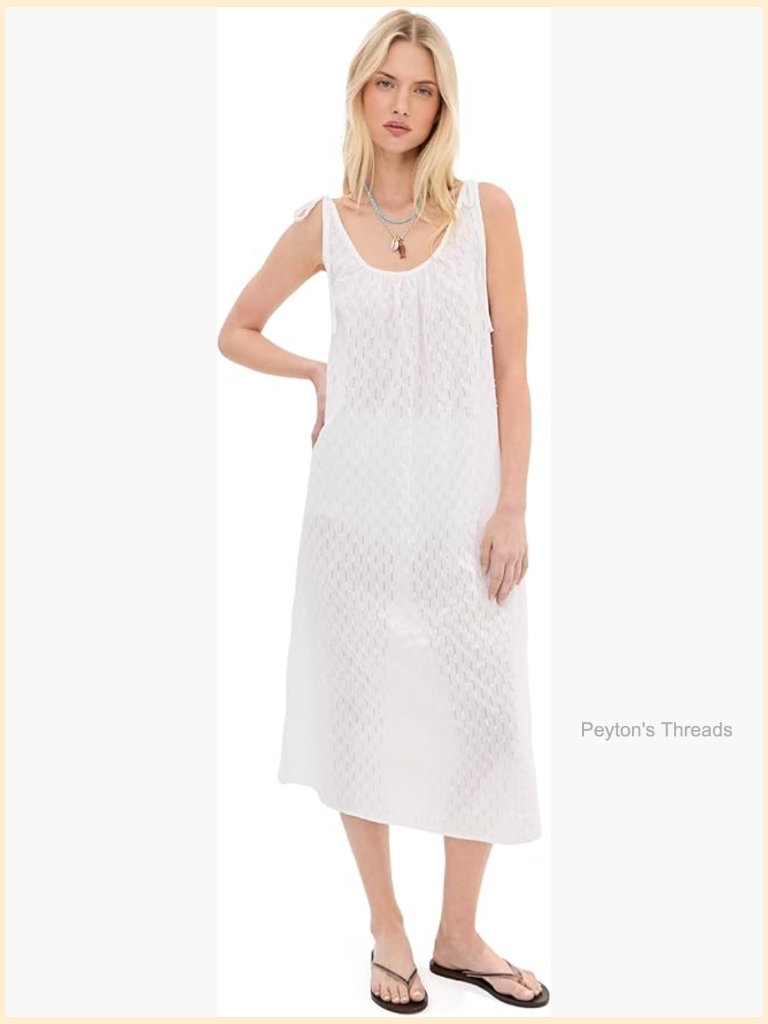 White Eyelet Maxi Dress With Spaghetti Straps